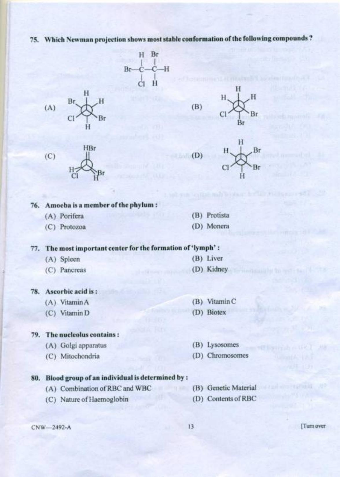 PU CET PG 2018 MSc (2Yr)(Forensic Science & Criminology) Question Paper - Page 12