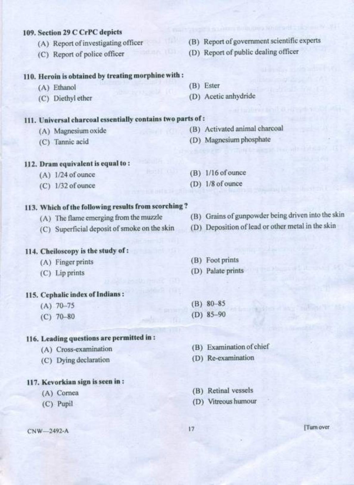 PU CET PG 2018 MSc (2Yr)(Forensic Science & Criminology) Question Paper - Page 16