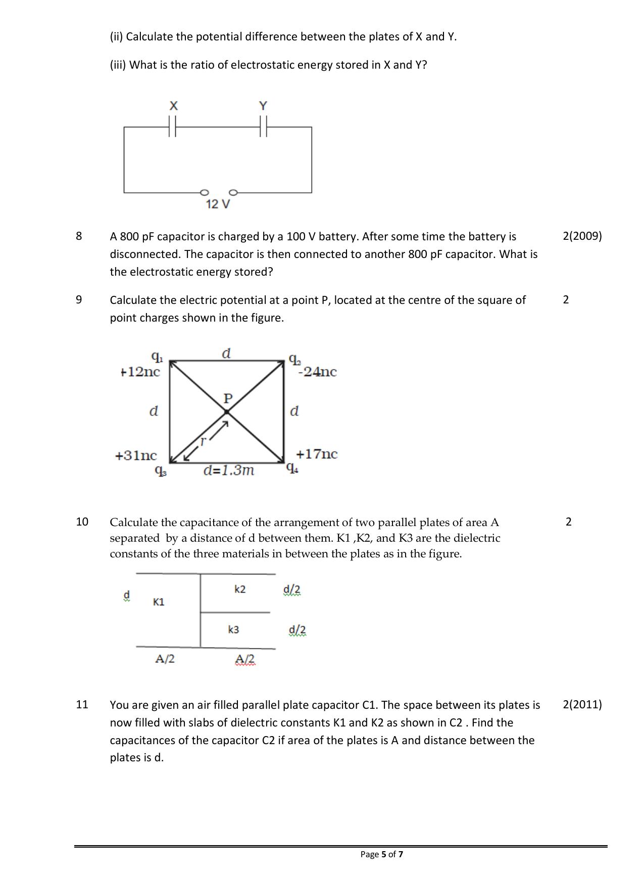 CBSE Worksheets for Class 12 Physics Electric Potential and Capacitance - Page 5