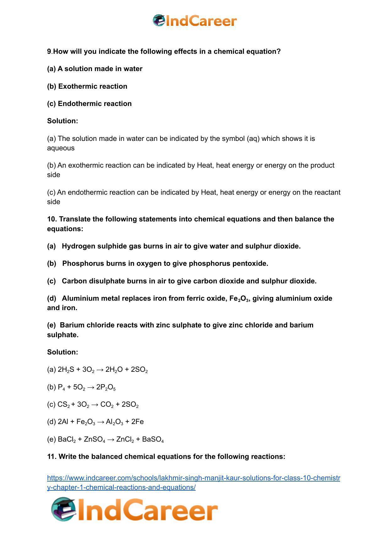 Lakhmir Singh Manjit Kaur Solutions for Class 10 Chemistry: Chapter 1- Chemical Reactions And Equations - Page 4