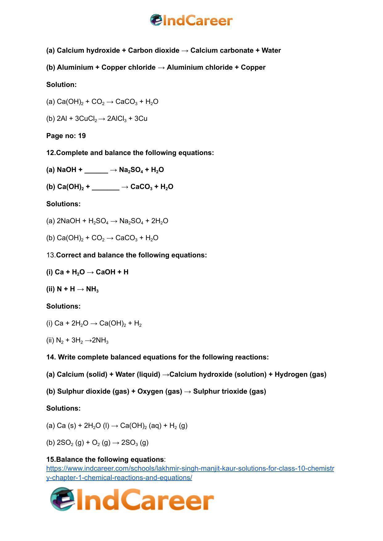 Lakhmir Singh Manjit Kaur Solutions for Class 10 Chemistry: Chapter 1- Chemical Reactions And Equations - Page 5