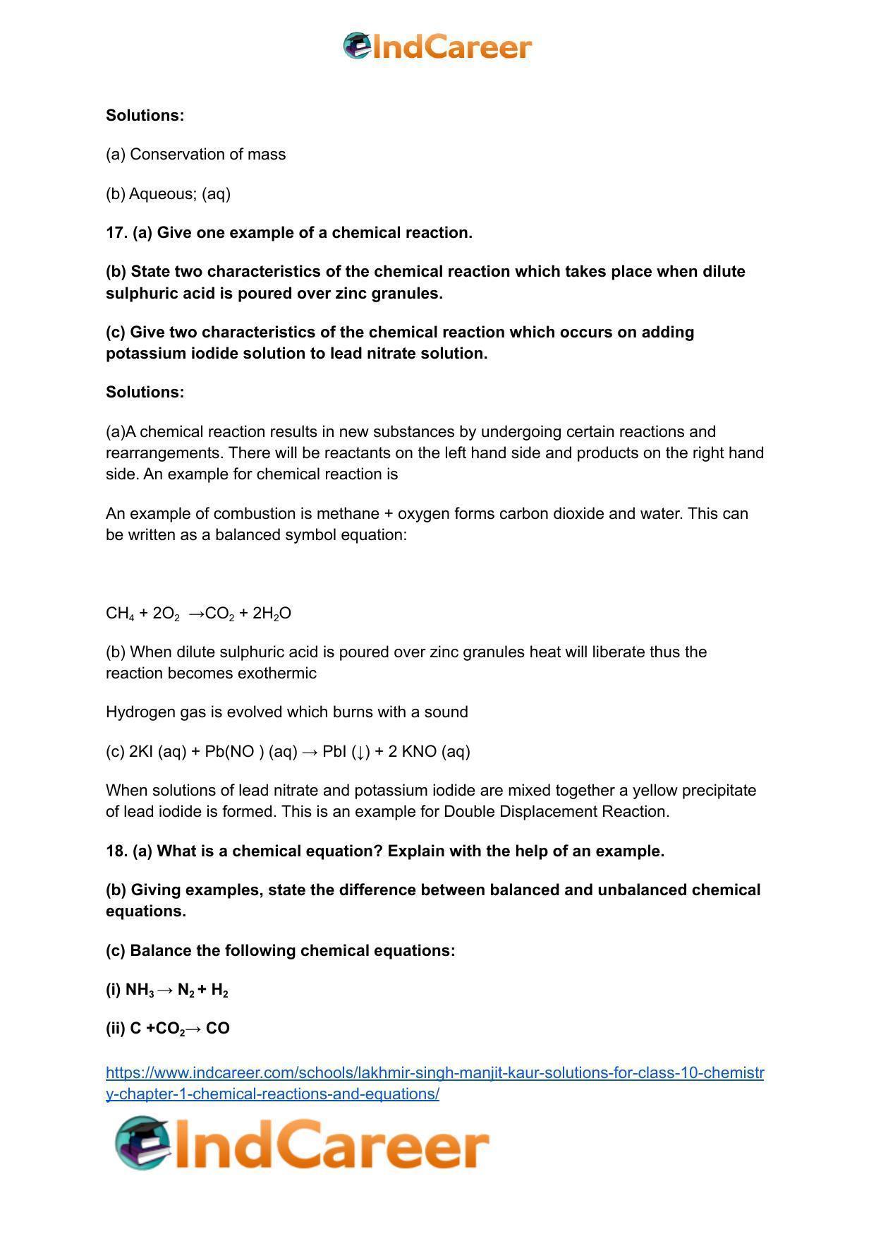 Lakhmir Singh Manjit Kaur Solutions for Class 10 Chemistry: Chapter 1- Chemical Reactions And Equations - Page 7