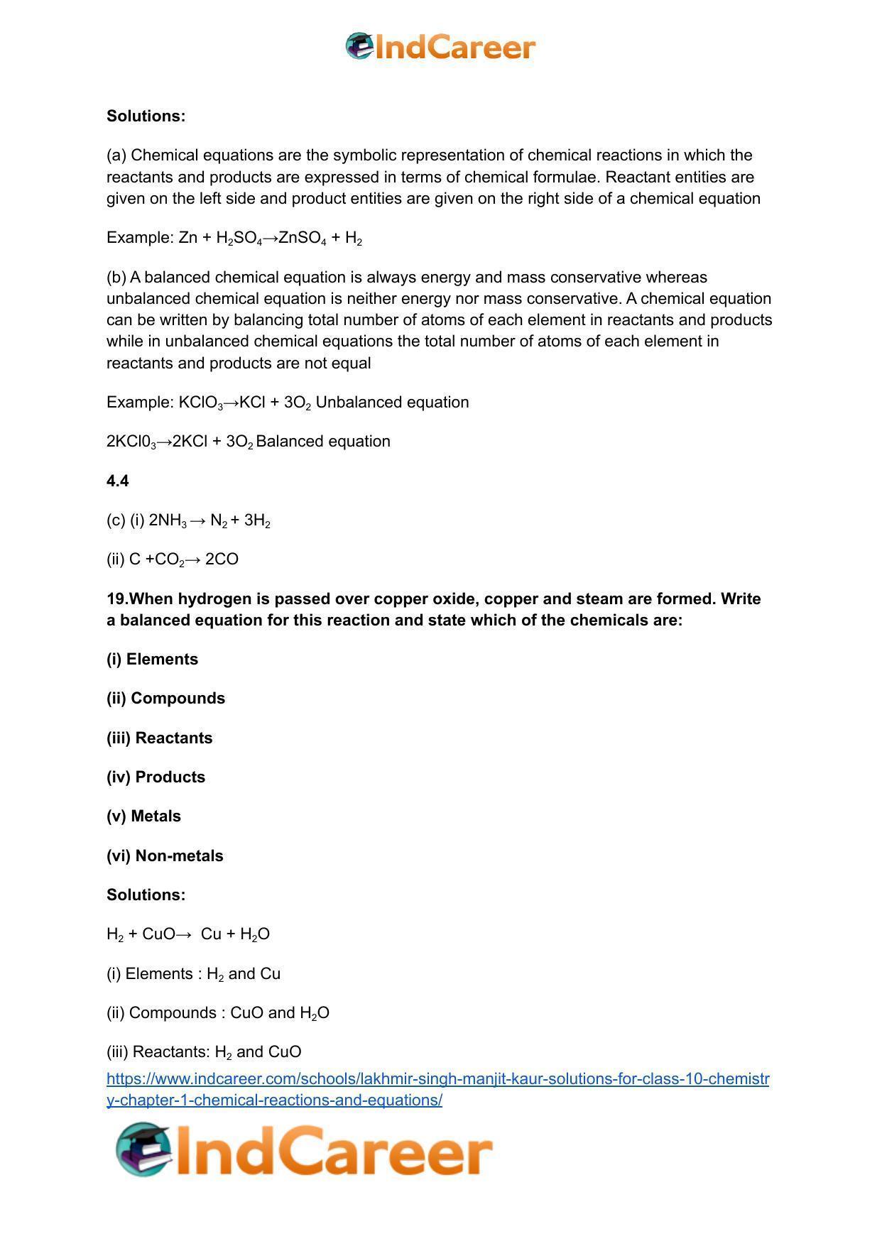 Lakhmir Singh Manjit Kaur Solutions for Class 10 Chemistry: Chapter 1- Chemical Reactions And Equations - Page 8