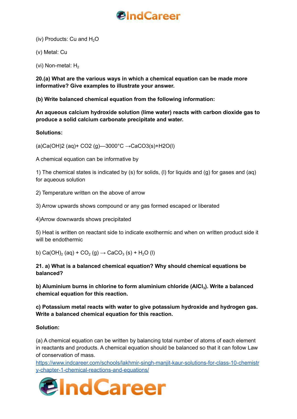 Lakhmir Singh Manjit Kaur Solutions for Class 10 Chemistry: Chapter 1- Chemical Reactions And Equations - Page 9