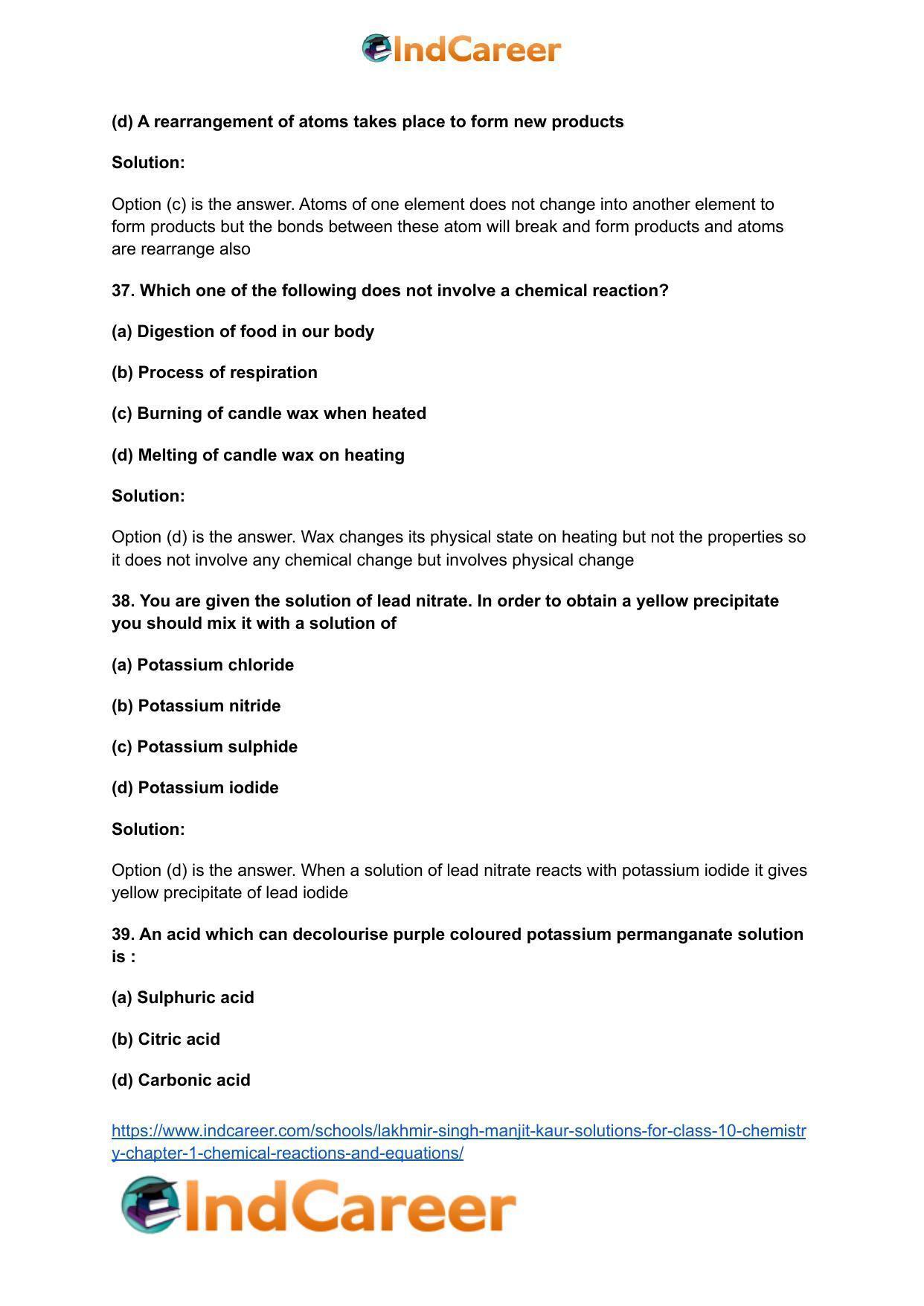 Lakhmir Singh Manjit Kaur Solutions for Class 10 Chemistry: Chapter 1- Chemical Reactions And Equations - Page 16