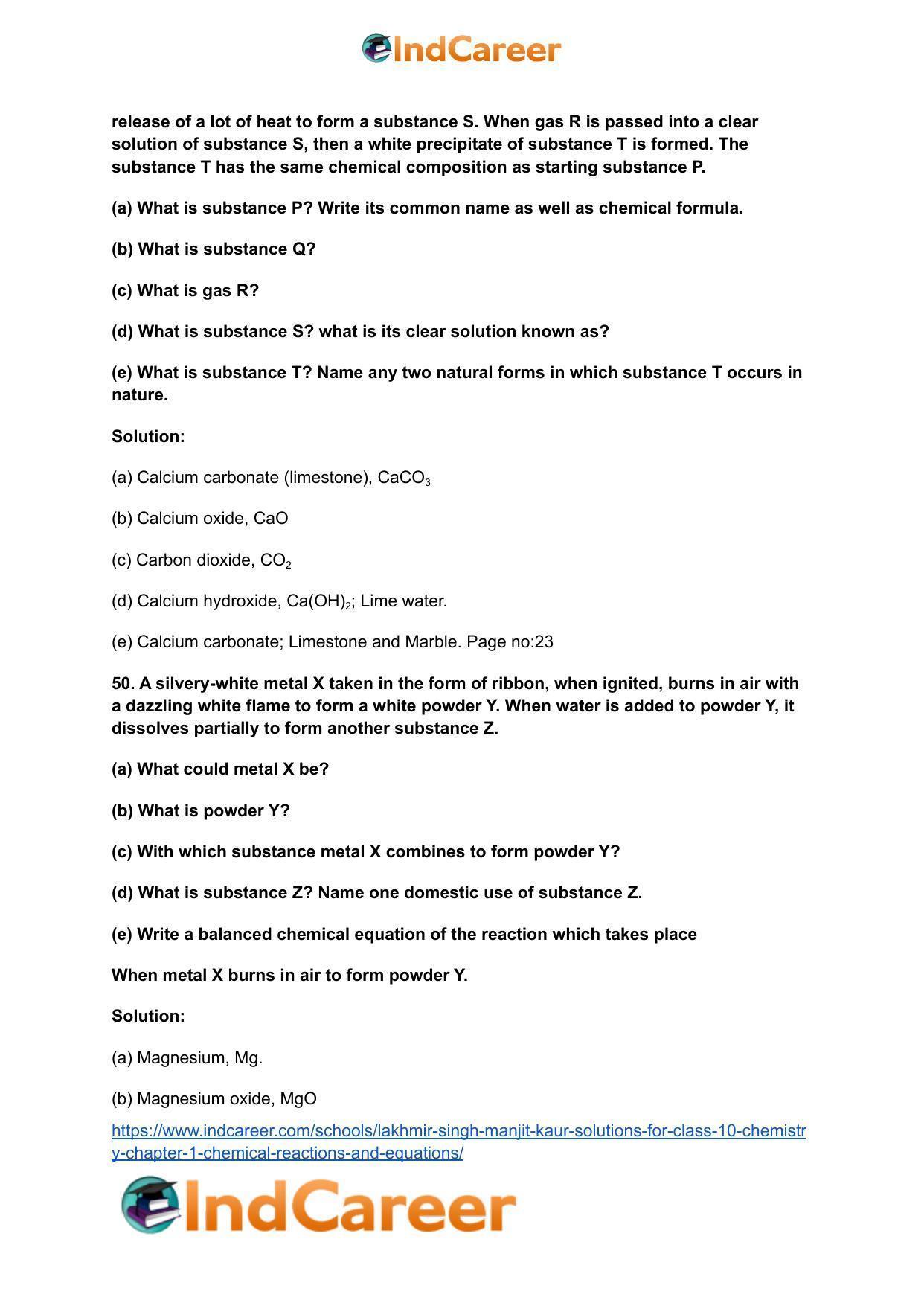 Lakhmir Singh Manjit Kaur Solutions for Class 10 Chemistry: Chapter 1- Chemical Reactions And Equations - Page 21