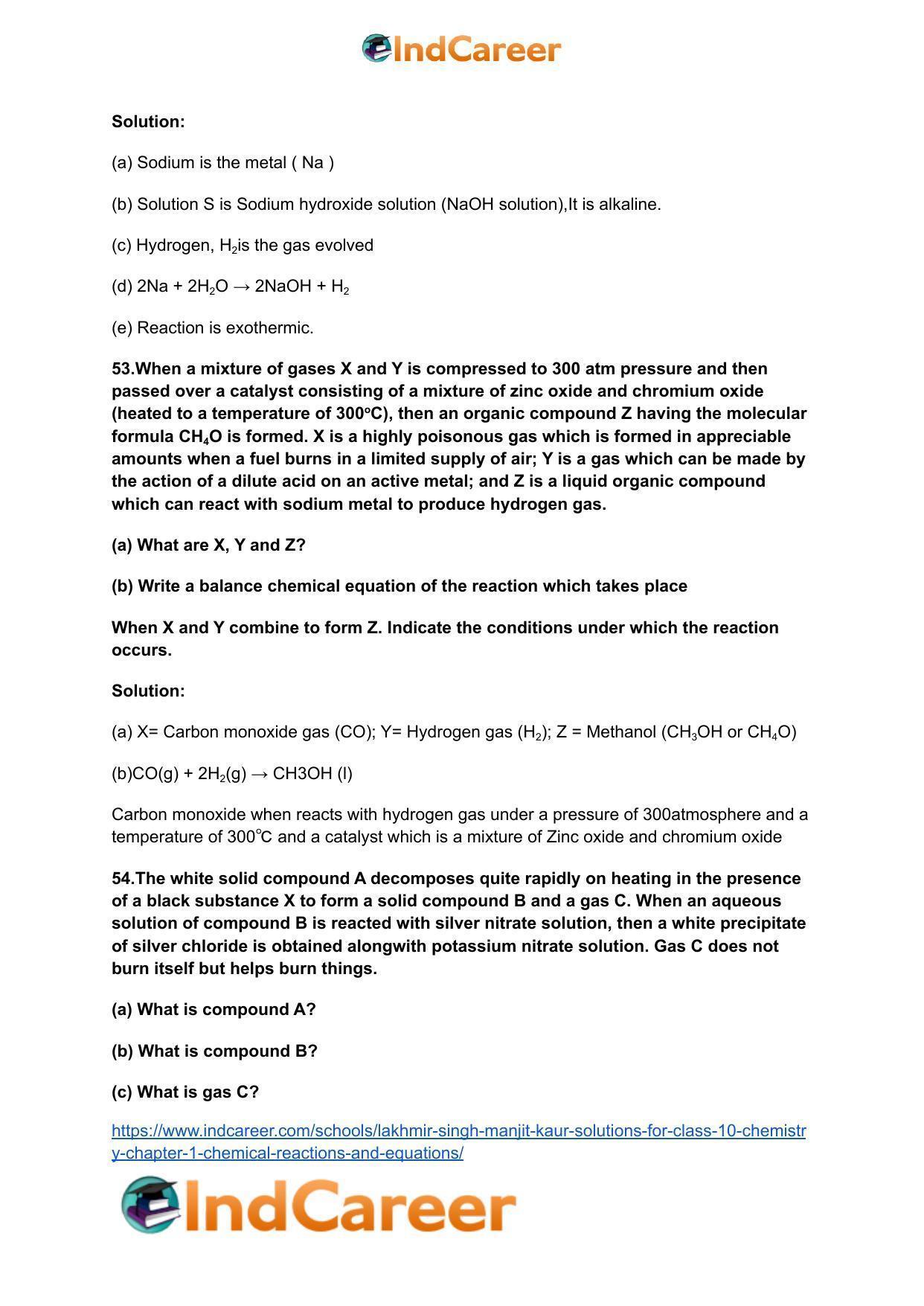 Lakhmir Singh Manjit Kaur Solutions for Class 10 Chemistry: Chapter 1- Chemical Reactions And Equations - Page 23