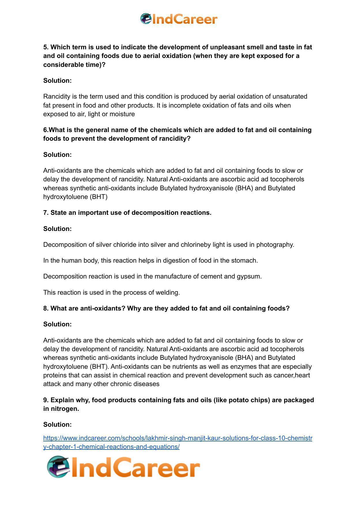 Lakhmir Singh Manjit Kaur Solutions for Class 10 Chemistry: Chapter 1- Chemical Reactions And Equations - Page 26