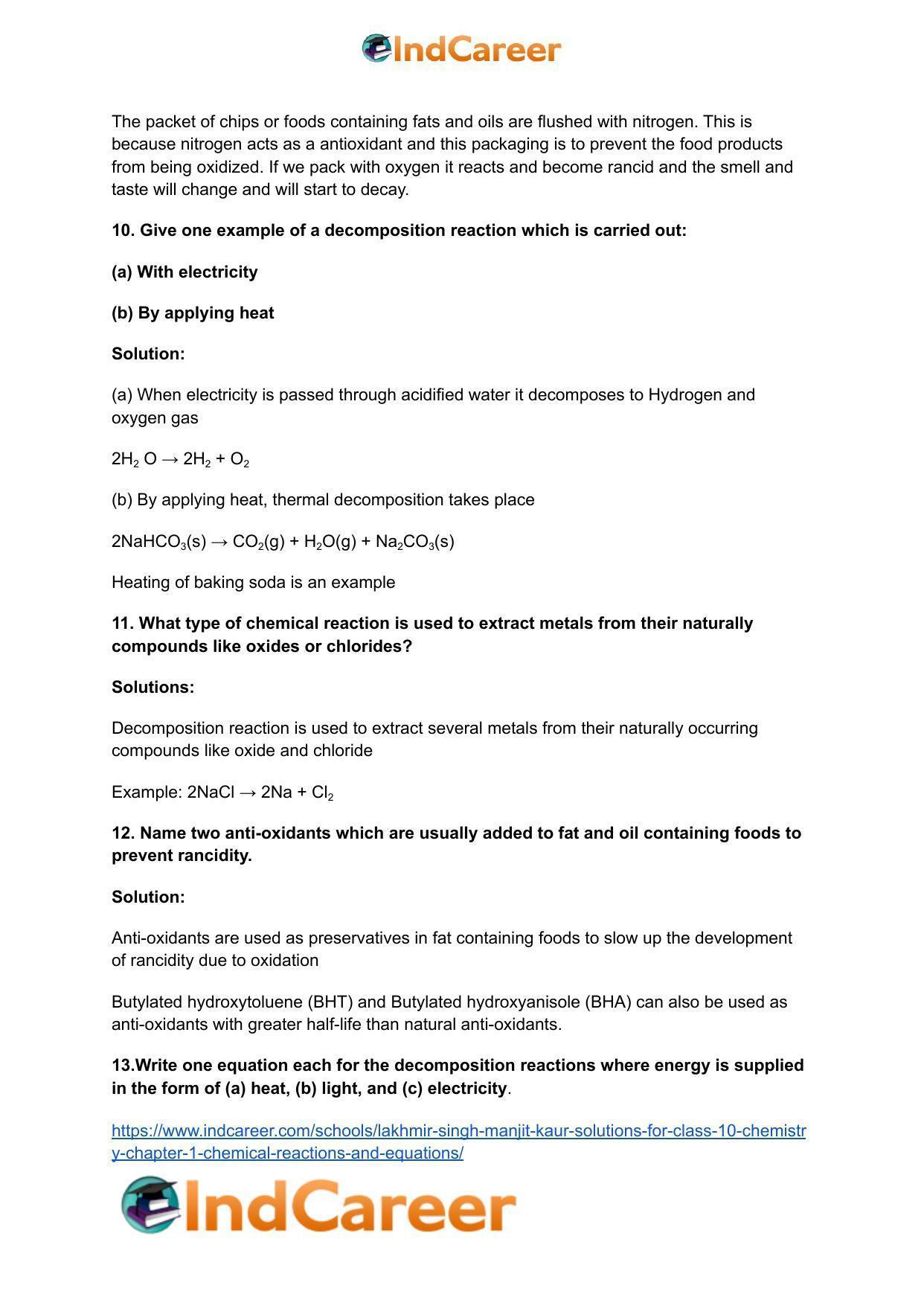 Lakhmir Singh Manjit Kaur Solutions for Class 10 Chemistry: Chapter 1- Chemical Reactions And Equations - Page 27