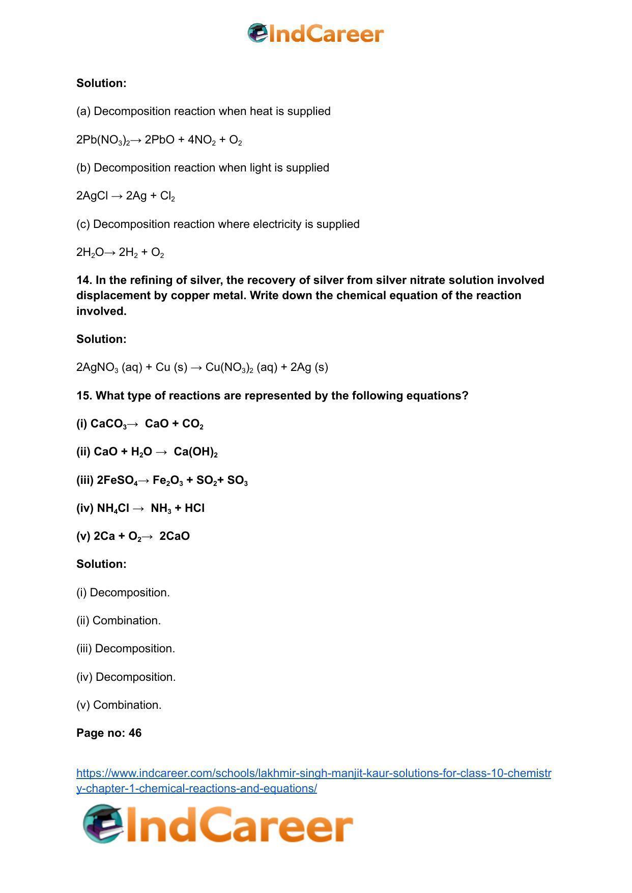 Lakhmir Singh Manjit Kaur Solutions for Class 10 Chemistry: Chapter 1- Chemical Reactions And Equations - Page 28