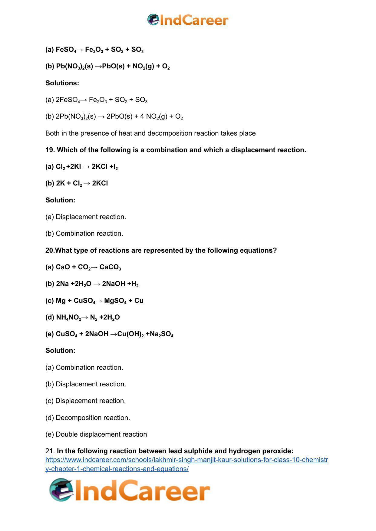 Lakhmir Singh Manjit Kaur Solutions for Class 10 Chemistry: Chapter 1- Chemical Reactions And Equations - Page 30
