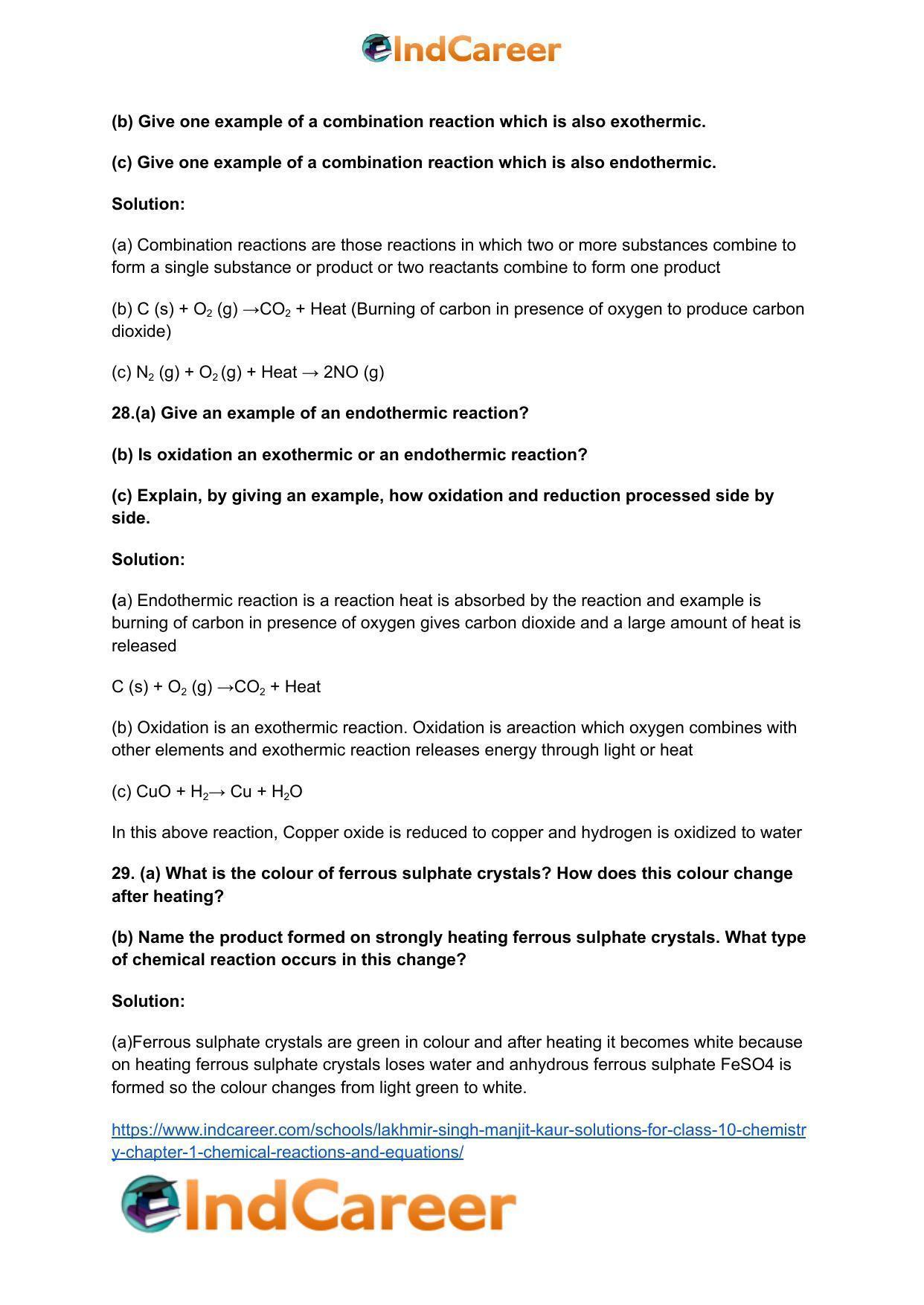 Lakhmir Singh Manjit Kaur Solutions for Class 10 Chemistry: Chapter 1- Chemical Reactions And Equations - Page 33