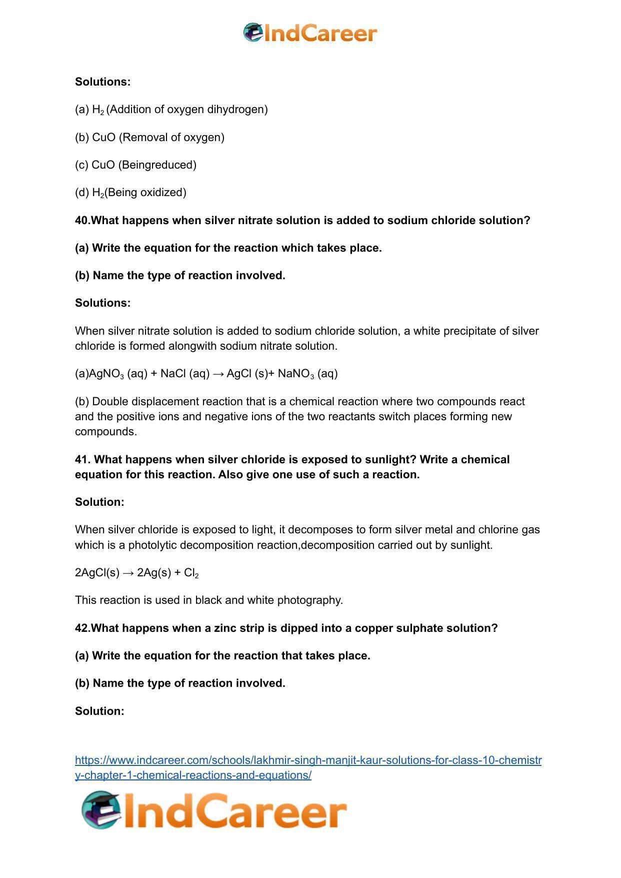 Lakhmir Singh Manjit Kaur Solutions for Class 10 Chemistry: Chapter 1- Chemical Reactions And Equations - Page 38