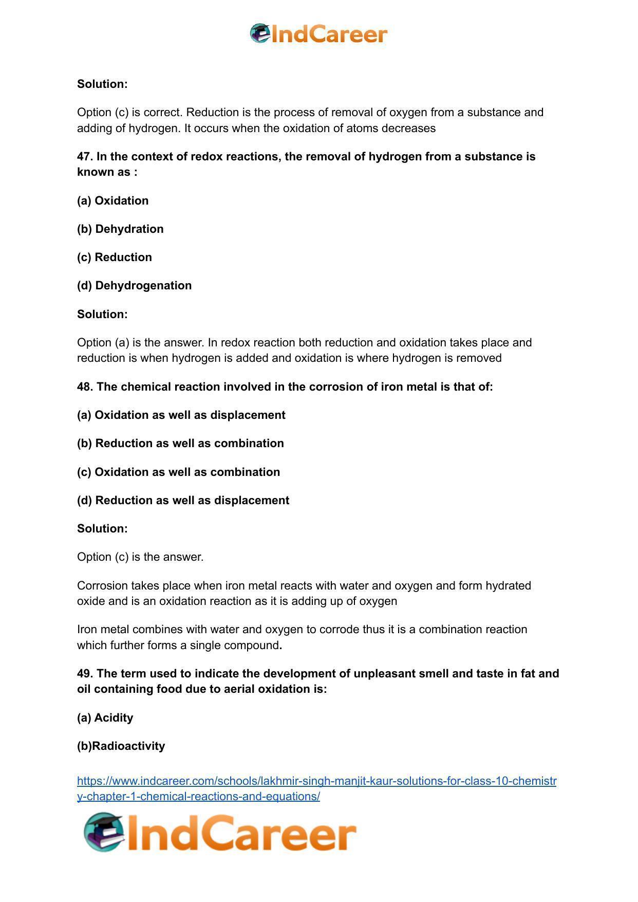 Lakhmir Singh Manjit Kaur Solutions for Class 10 Chemistry: Chapter 1- Chemical Reactions And Equations - Page 41