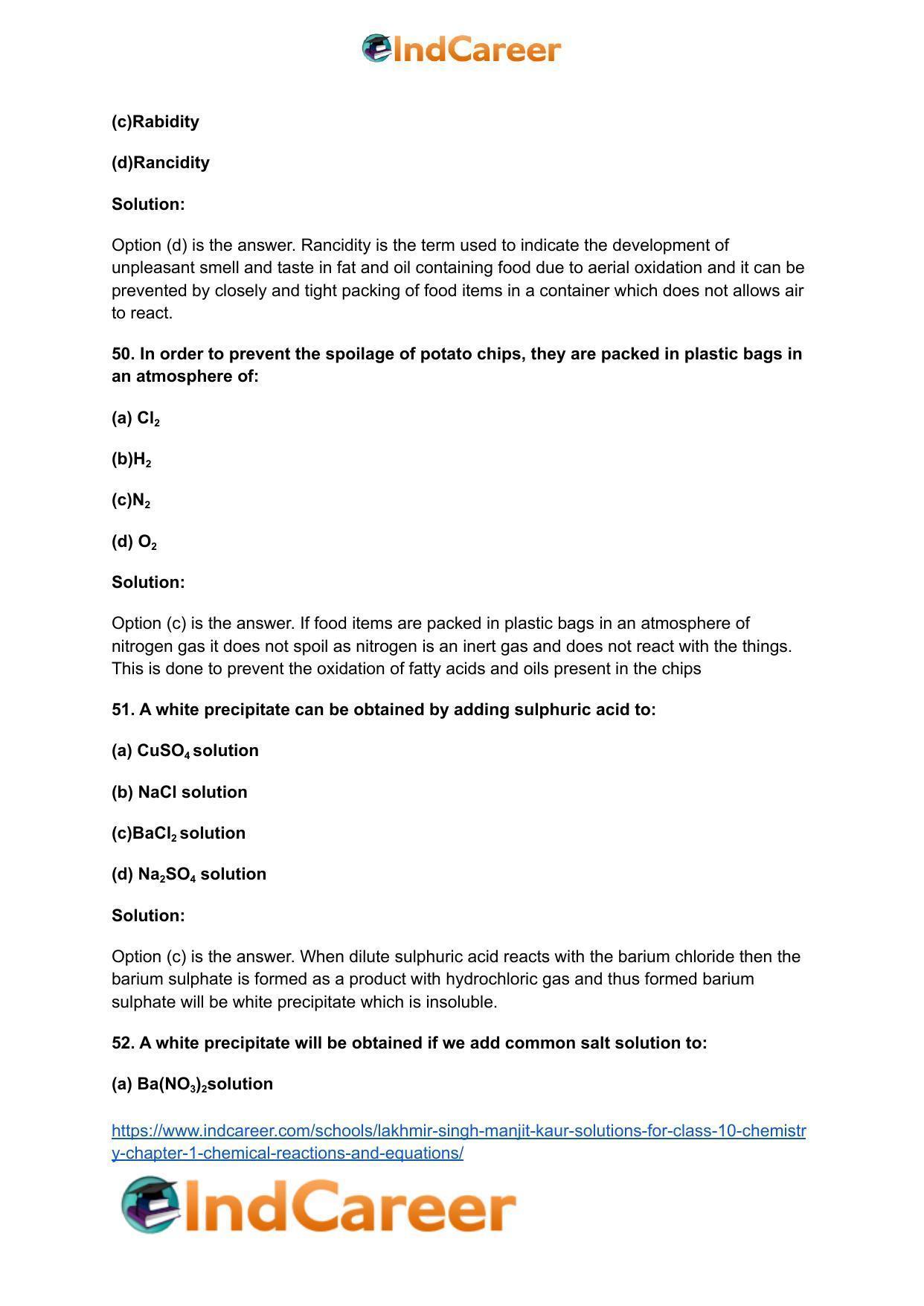 Lakhmir Singh Manjit Kaur Solutions for Class 10 Chemistry: Chapter 1- Chemical Reactions And Equations - Page 42