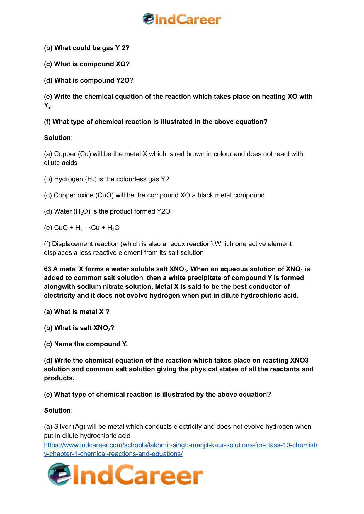 Lakhmir Singh Manjit Kaur Solutions for Class 10 Chemistry: Chapter 1- Chemical Reactions And Equations - Page 47