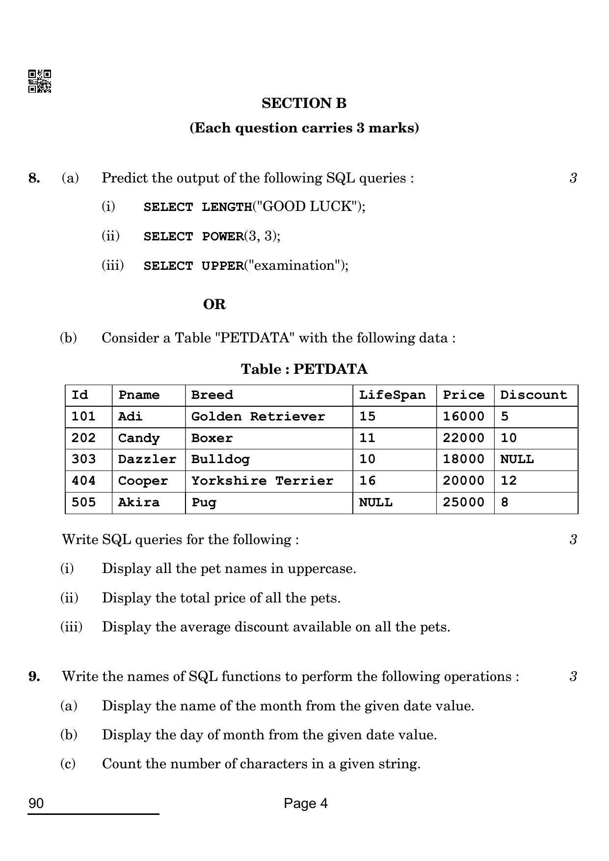 CBSE Class 12 90 INFORMATIC PRACTICES 2022 Compartment Question Paper - Page 4