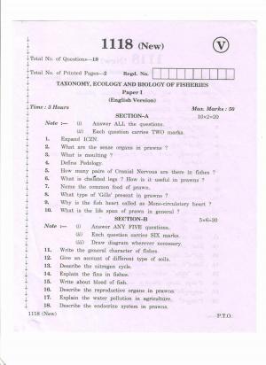 AP Inter 2nd Year Vocational Question Paper March - 2020 - Taxonomy Ecology Biology of Fishes - I 