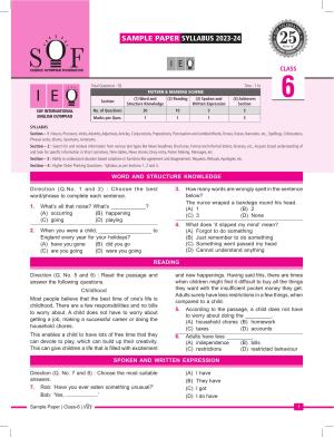 SOF IEO Class 6 (2023-2024) Sample Paper 