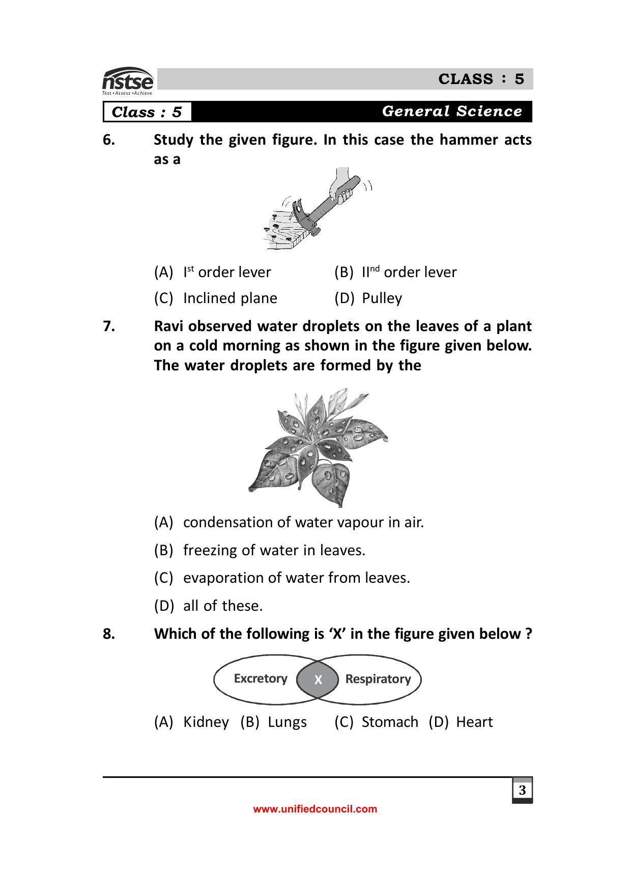 2023 Class 5 NSTSE Sample Question Papers - Page 3