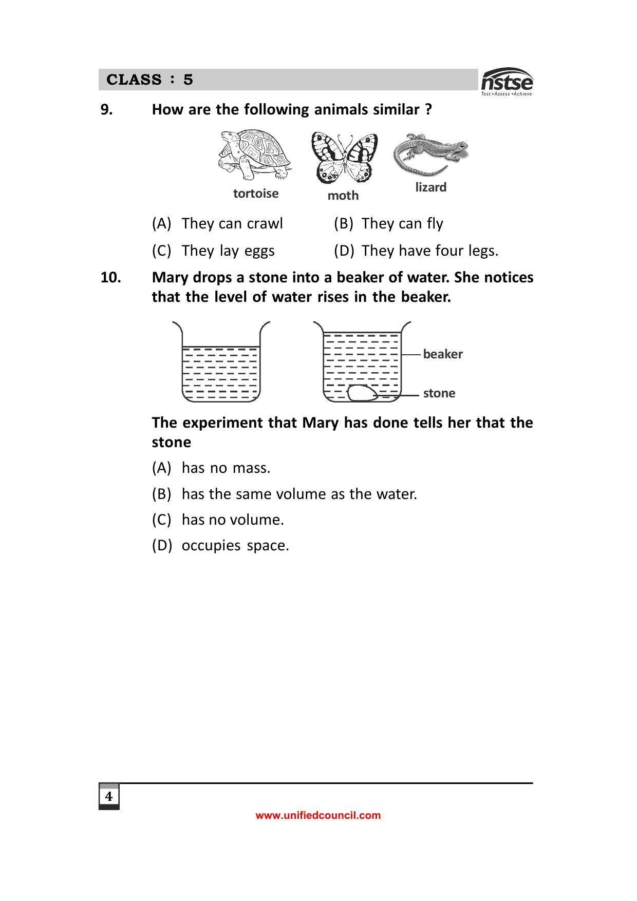 2023 Class 5 NSTSE Sample Question Papers - Page 4
