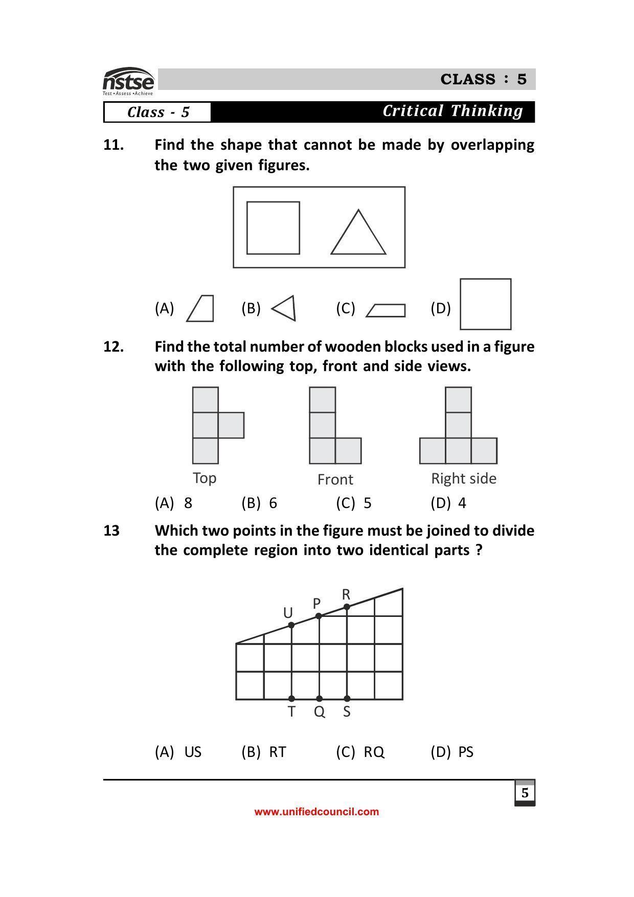 2023 Class 5 NSTSE Sample Question Papers - Page 5