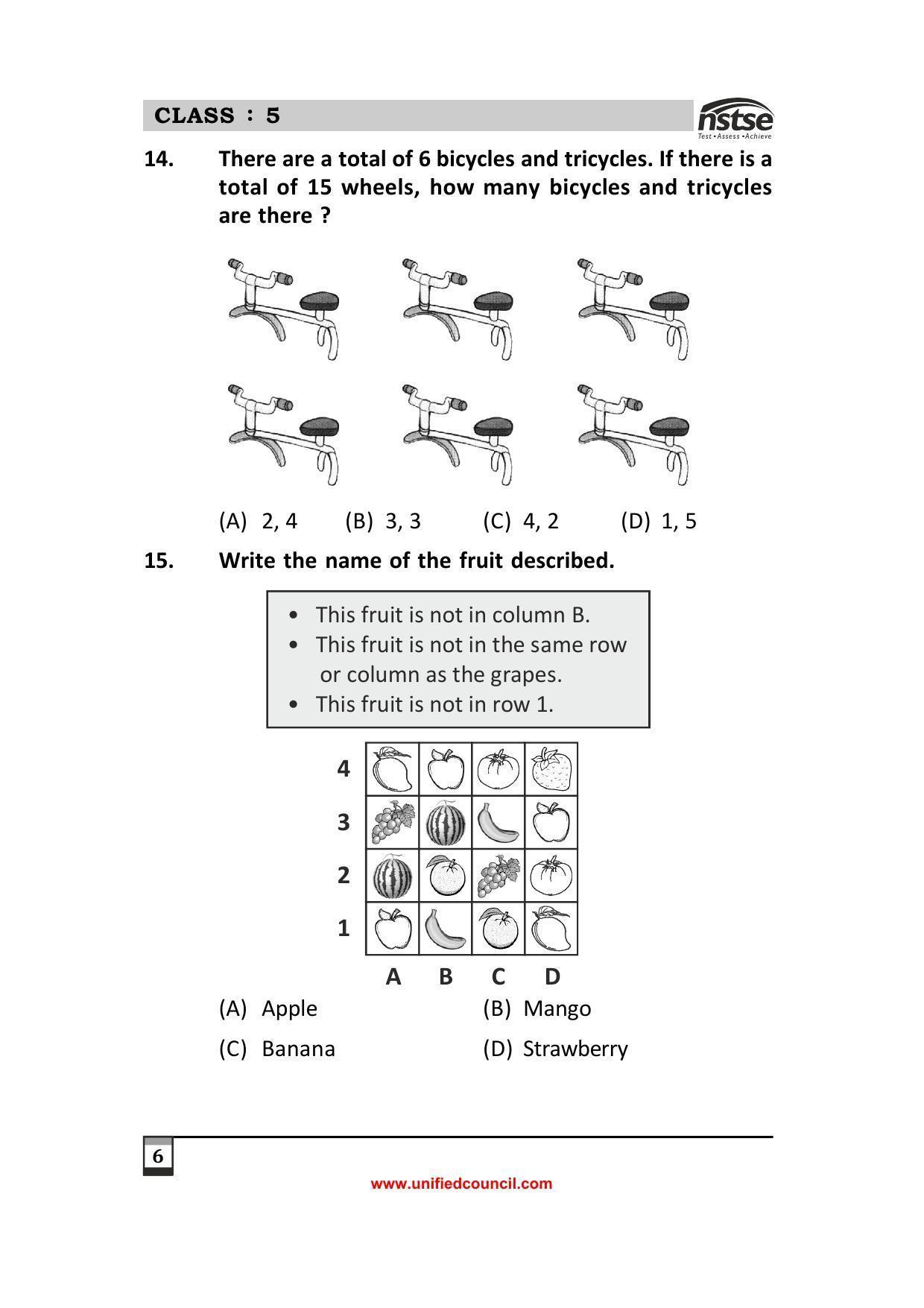 2023 Class 5 NSTSE Sample Question Papers - Page 6