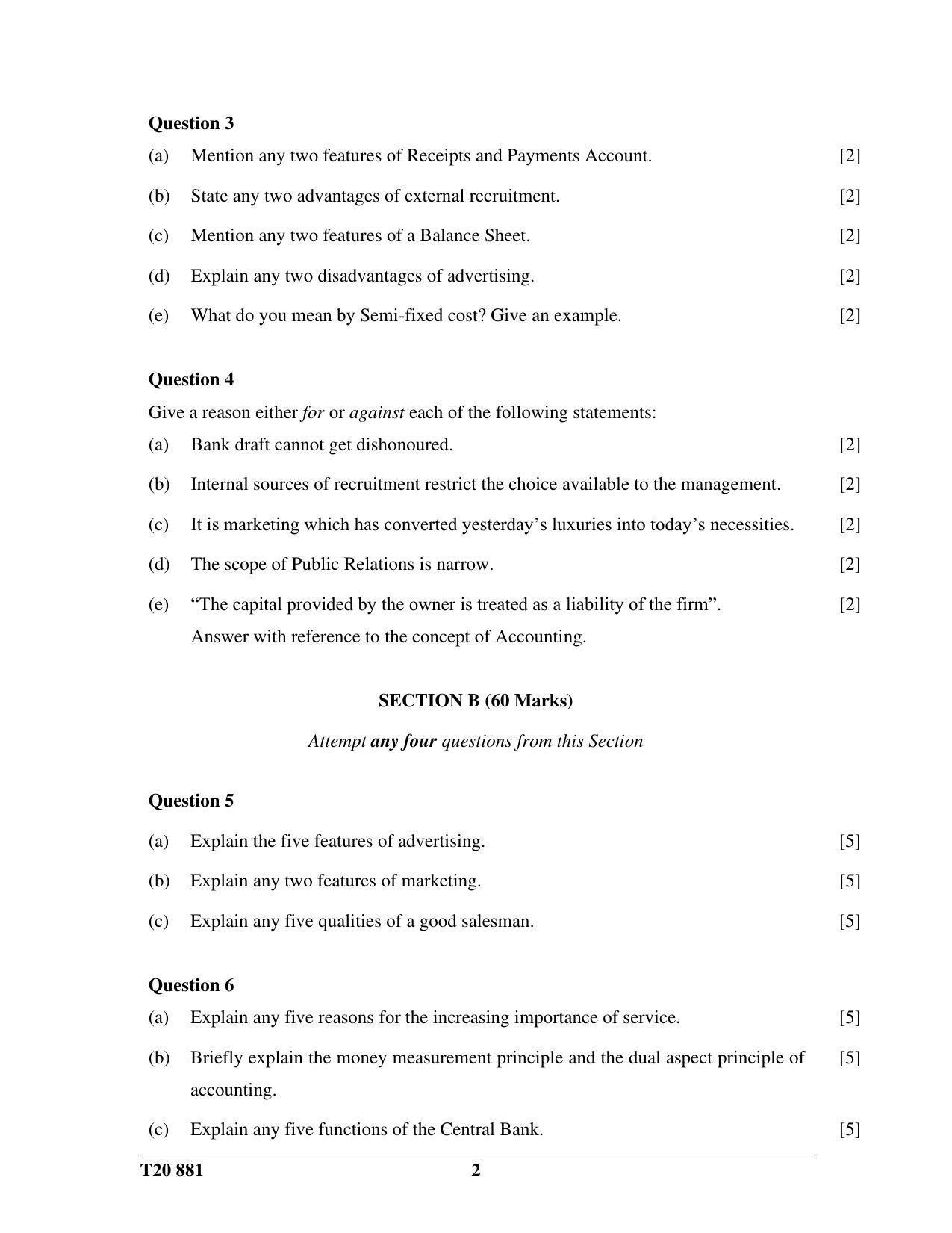 ICSE Class 10 Commercial Application 2020 Question Paper - Page 2