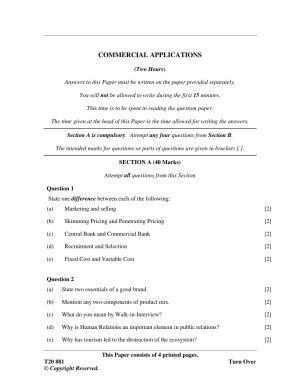 ICSE Class 10 Commercial Application 2020 Question Paper