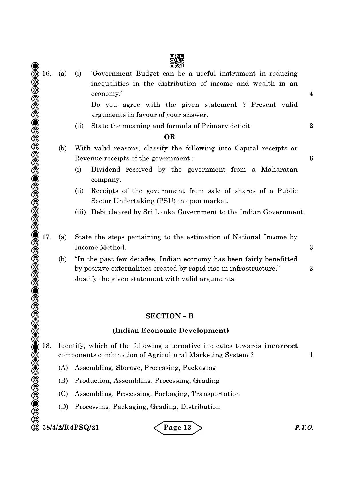 CBSE Class 12 58-4-2 Economics 2024 Question Paper - Page 13