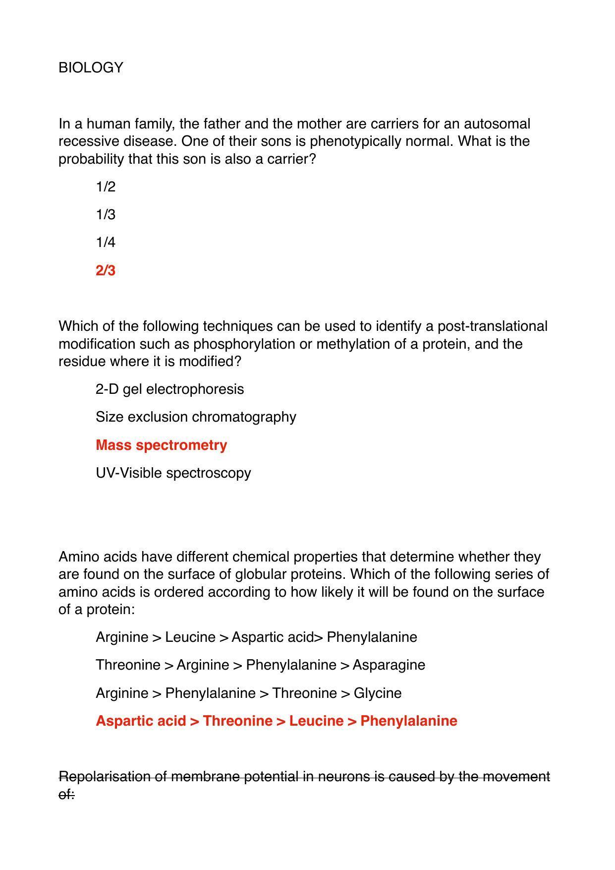 TIFR GS 2023 Biology Question Paper - Page 19