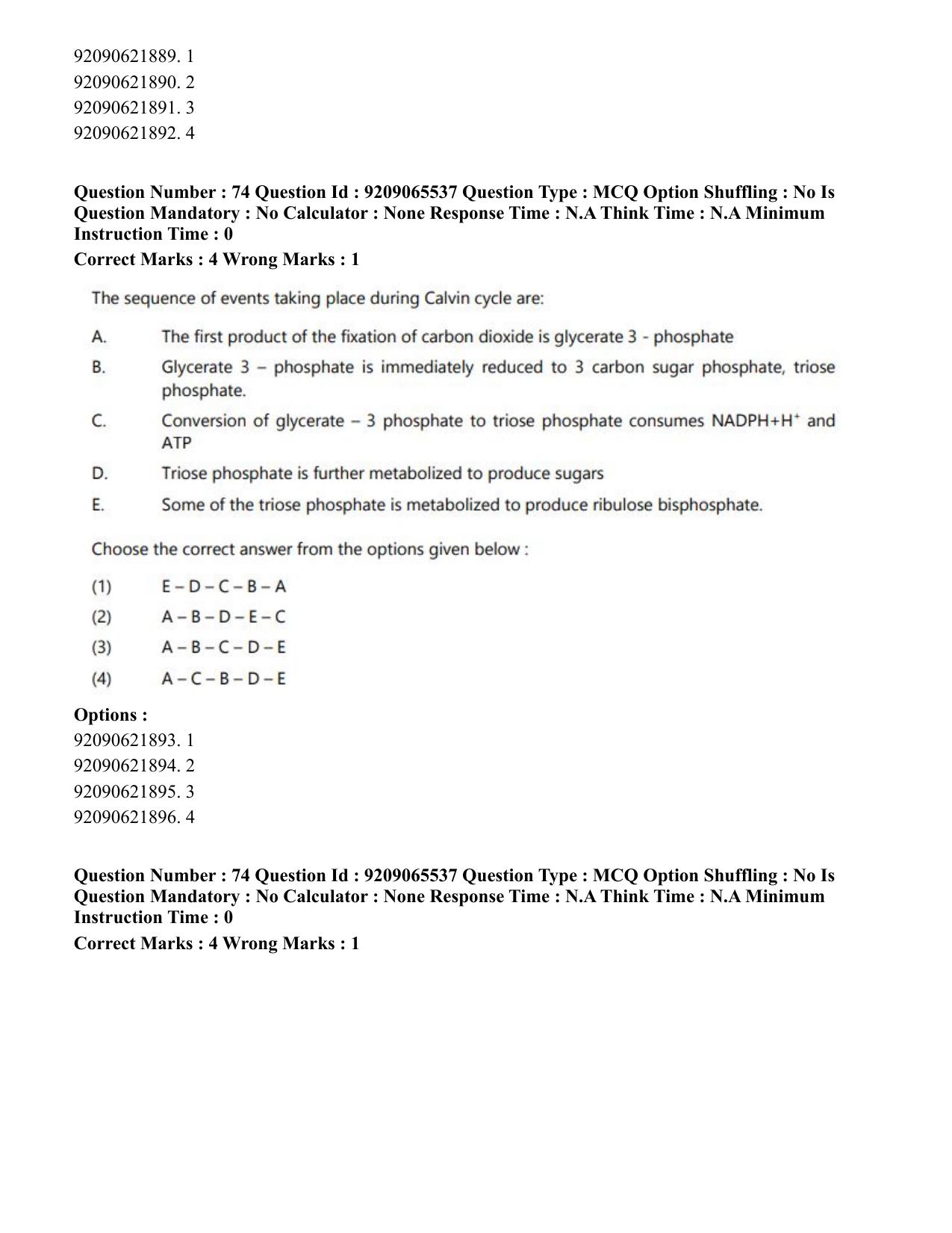 CUET PG 2023: SCQP17 – Life Science (Eng.)-Shift-3 (06-06-2023) Question Paper - Page 71