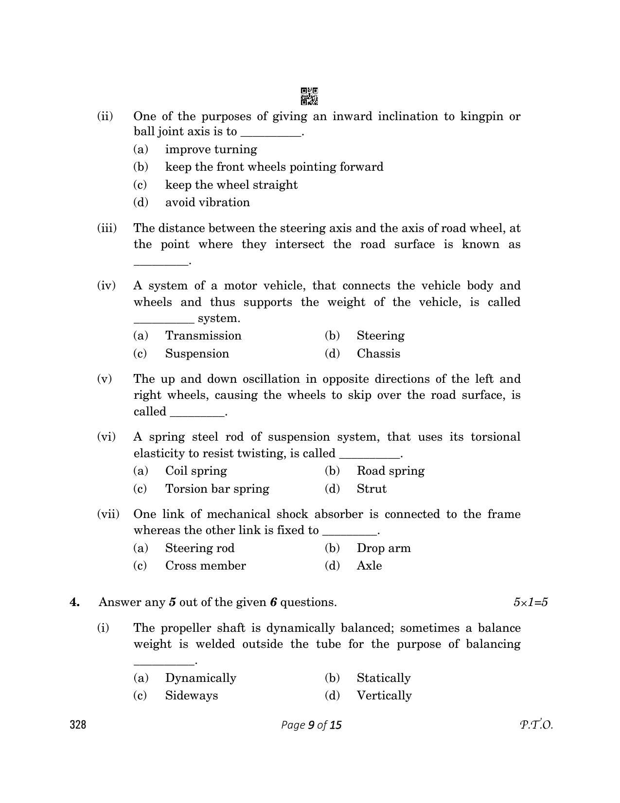 CBSE Class 12 328 Automotive 2023 Question Paper - Page 9