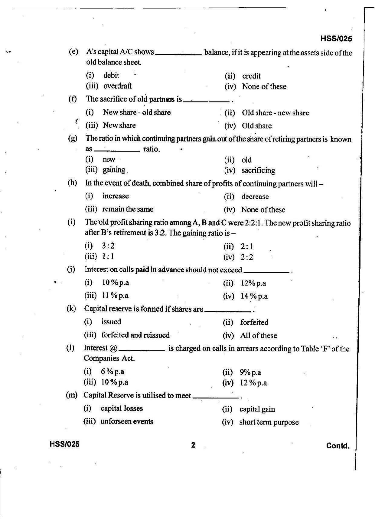 MBSE HSSLC 2022 Commerce Question Paper - Page 2
