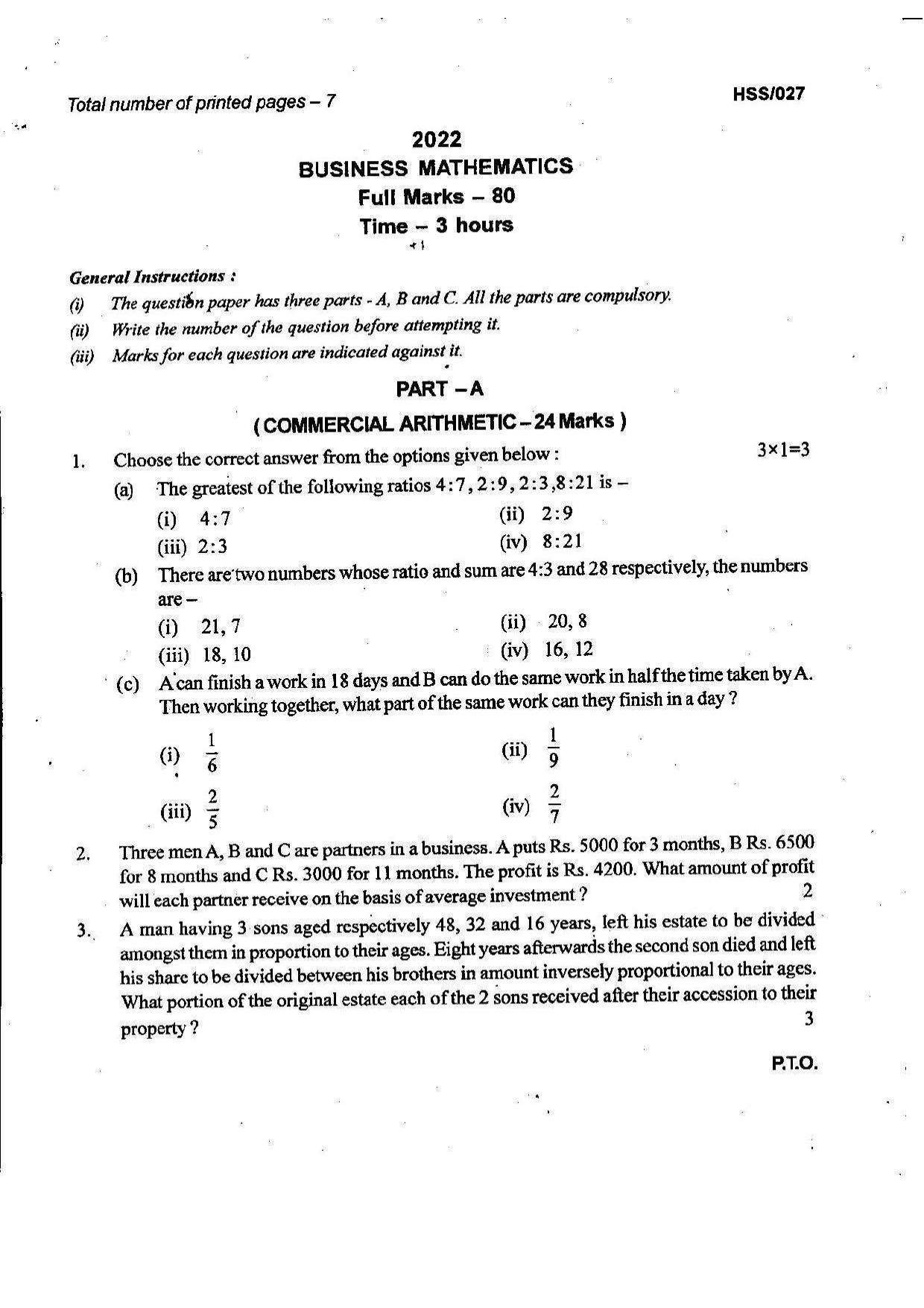 MBSE HSSLC 2022 Commerce Question Paper - Page 9