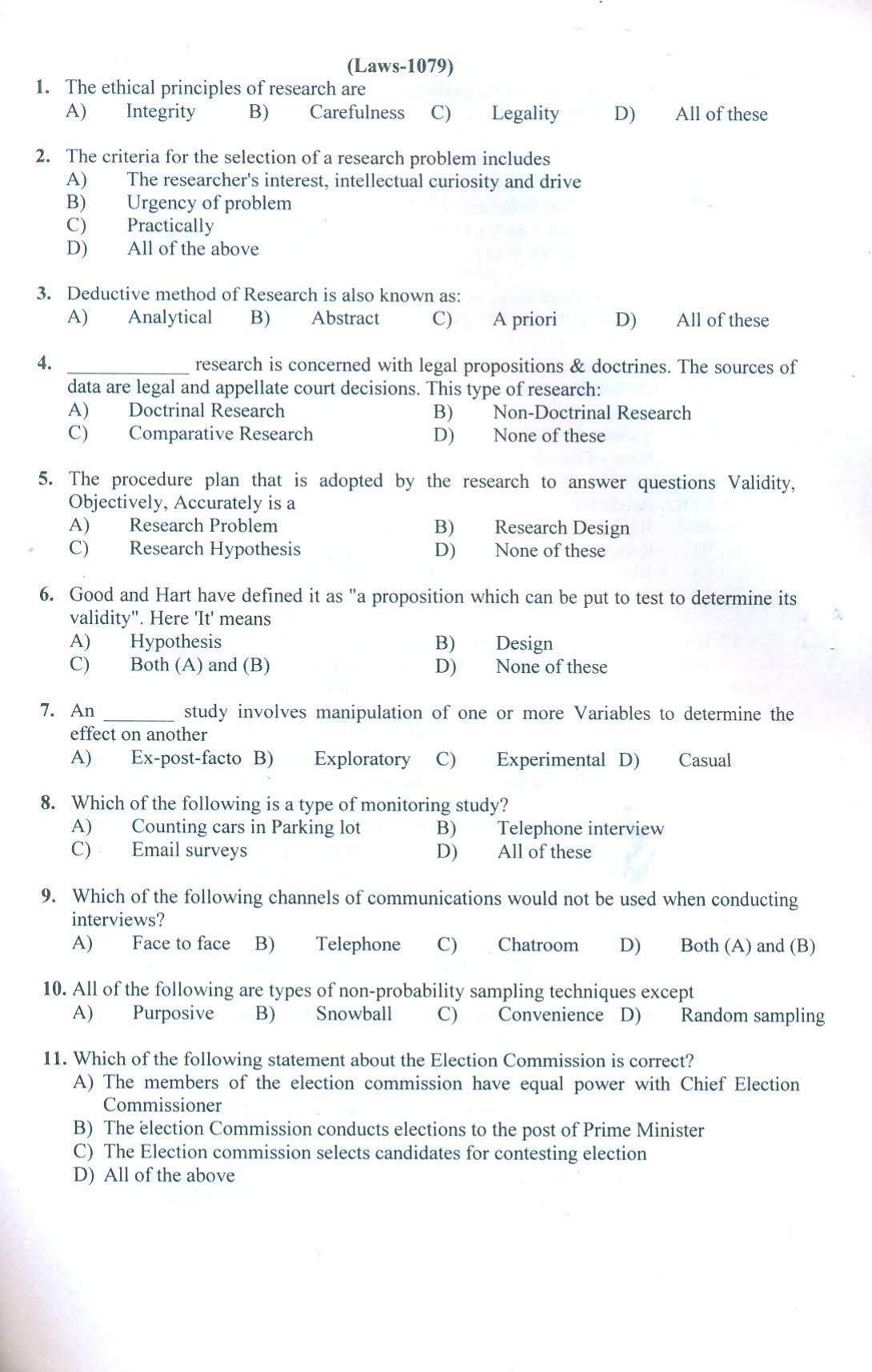 PU MPET Laws 2019 Question Papers - Page 2