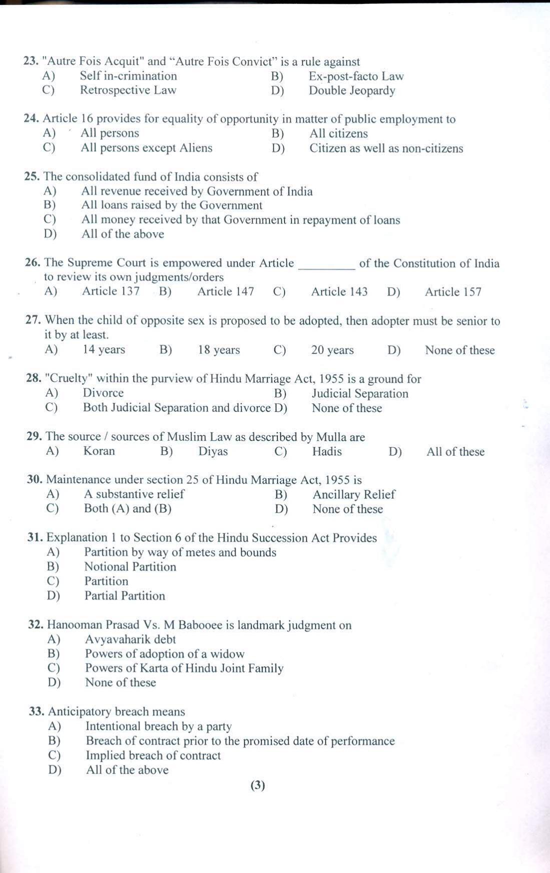 PU MPET Laws 2019 Question Papers - Page 4