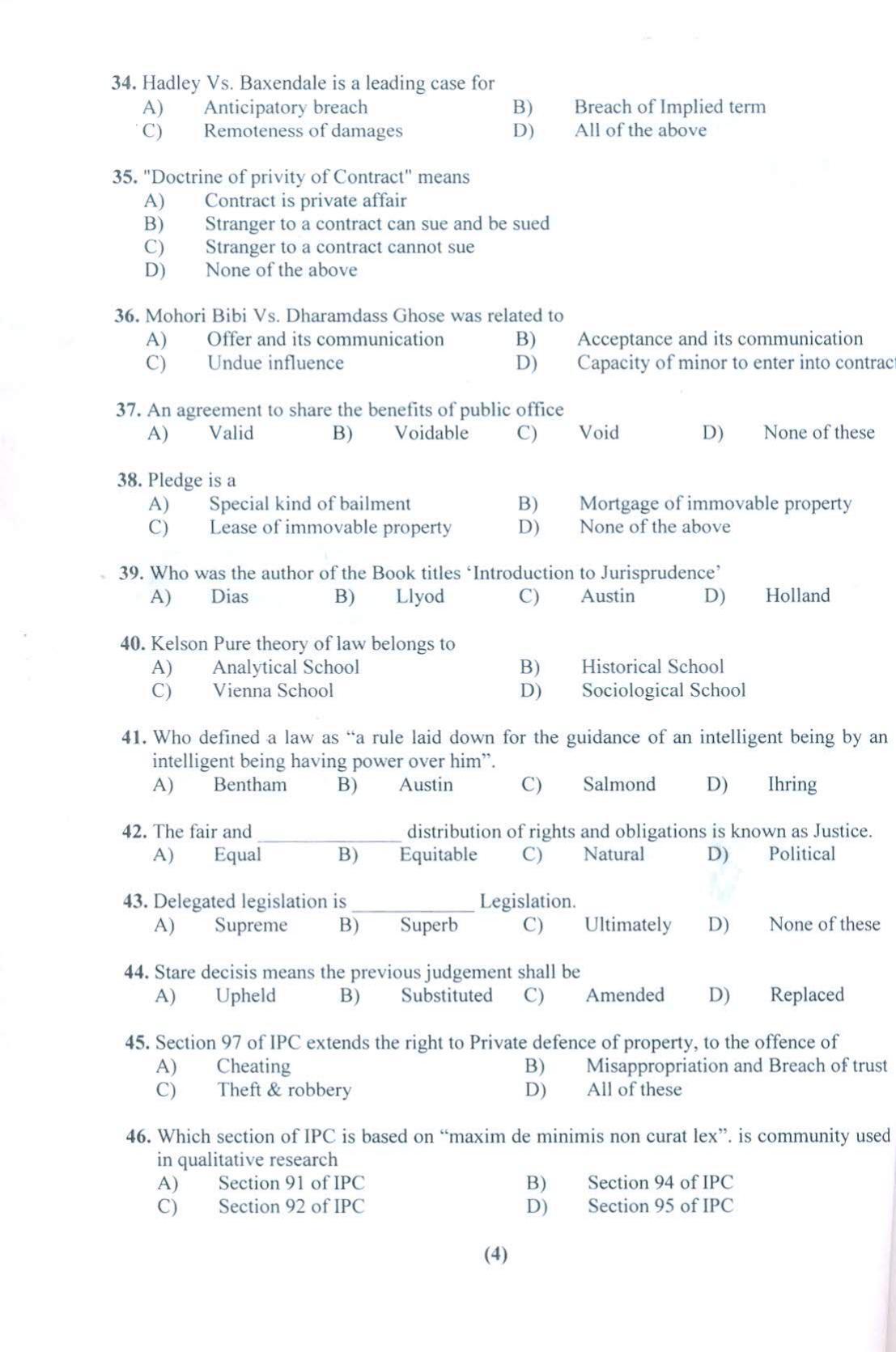PU MPET Laws 2019 Question Papers - Page 5