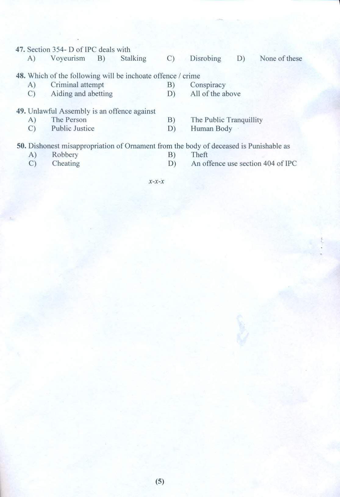 PU MPET Laws 2019 Question Papers - Page 6