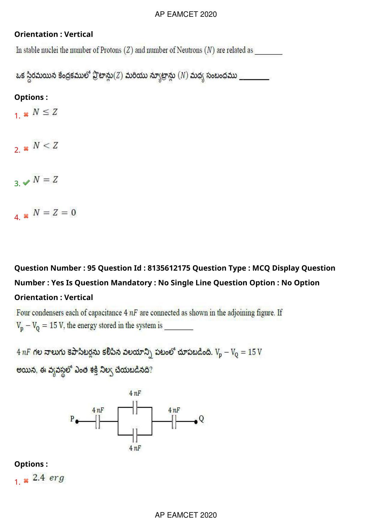 TS EAMCET 2020 Agriculture and Medical Question Paper with Key (25 Sep.2020 Afternoon) - Page 72
