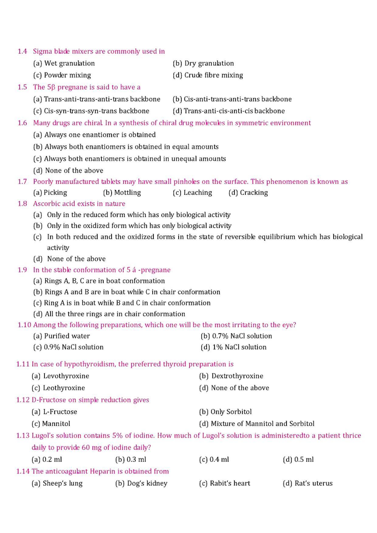 GPAT 1992 Question Paper with Answer Key - Page 2