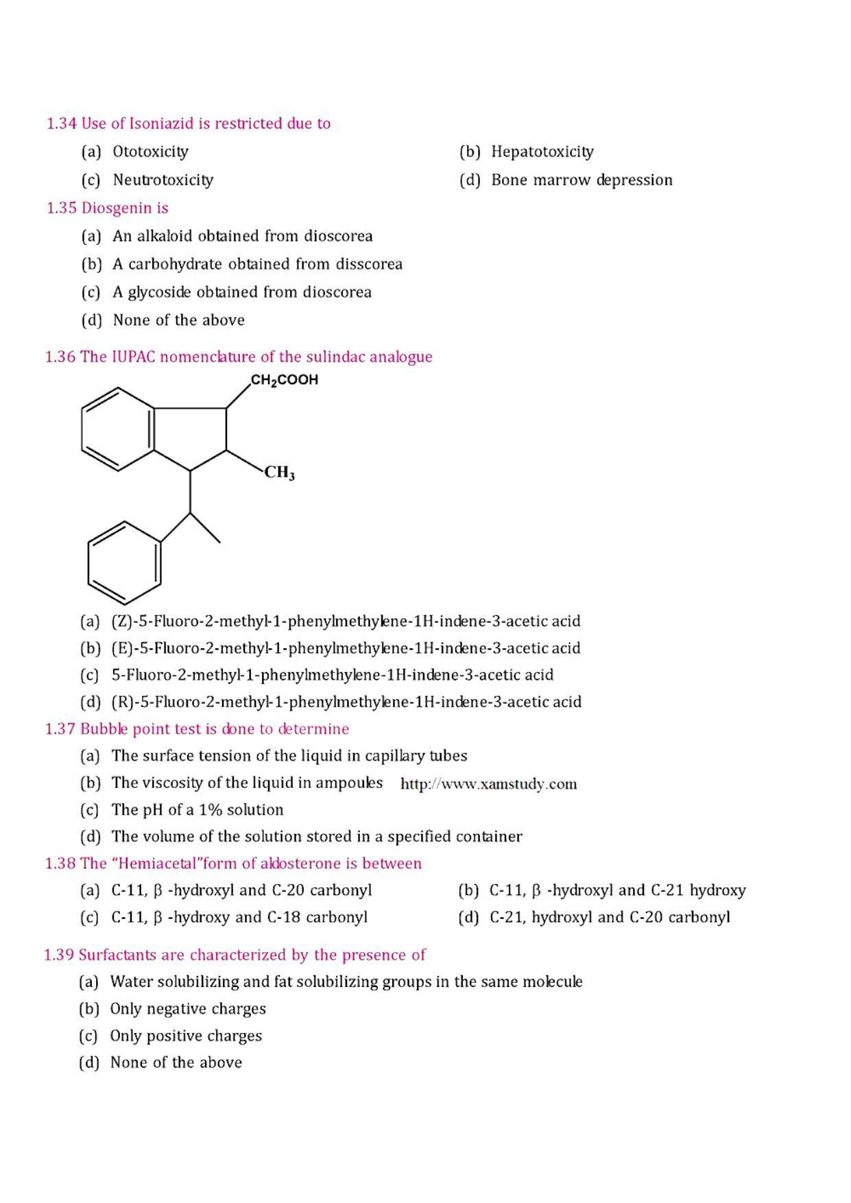 GPAT 1992 Question Paper with Answer Key - Page 5