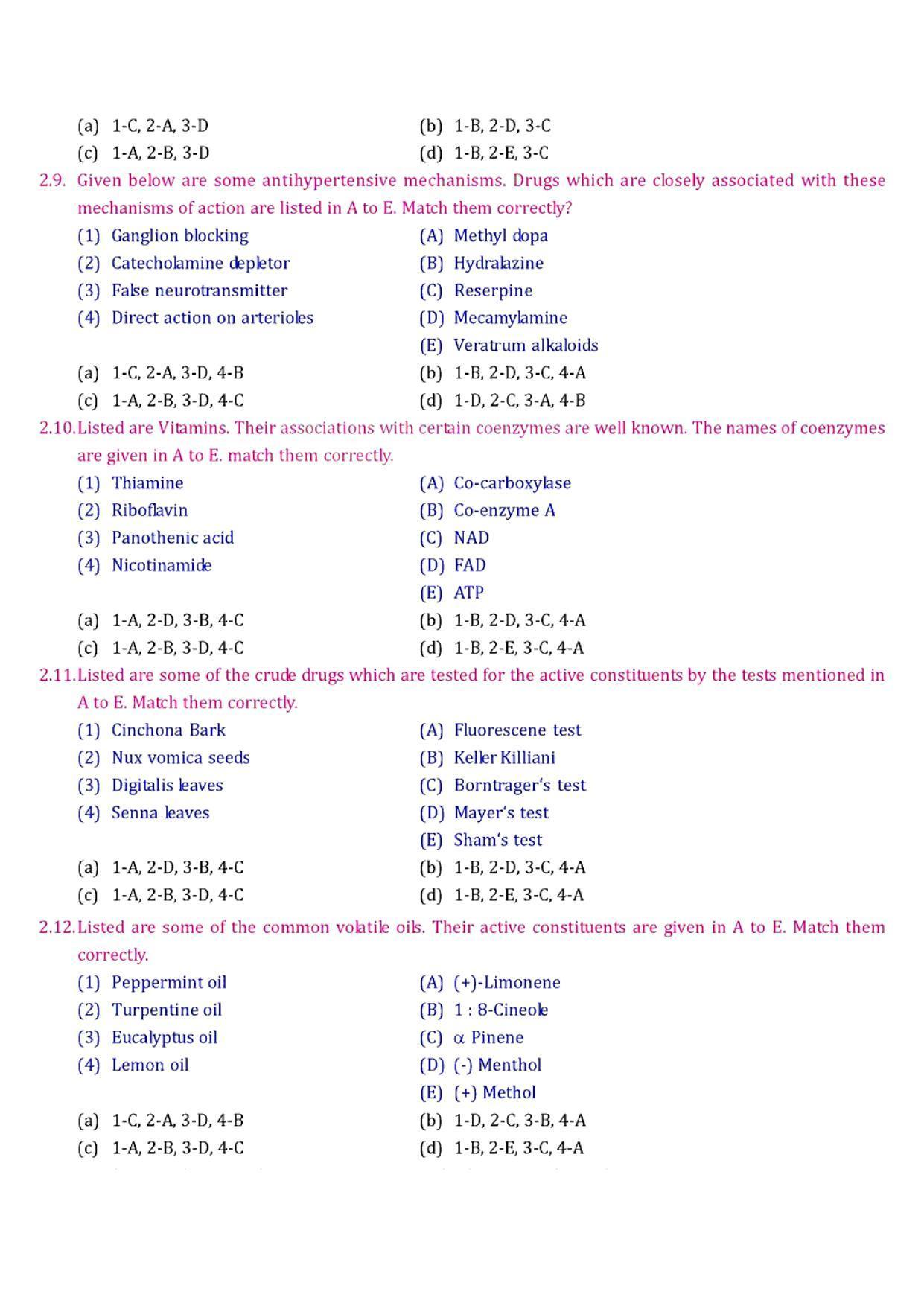 GPAT 1992 Question Paper with Answer Key - Page 8