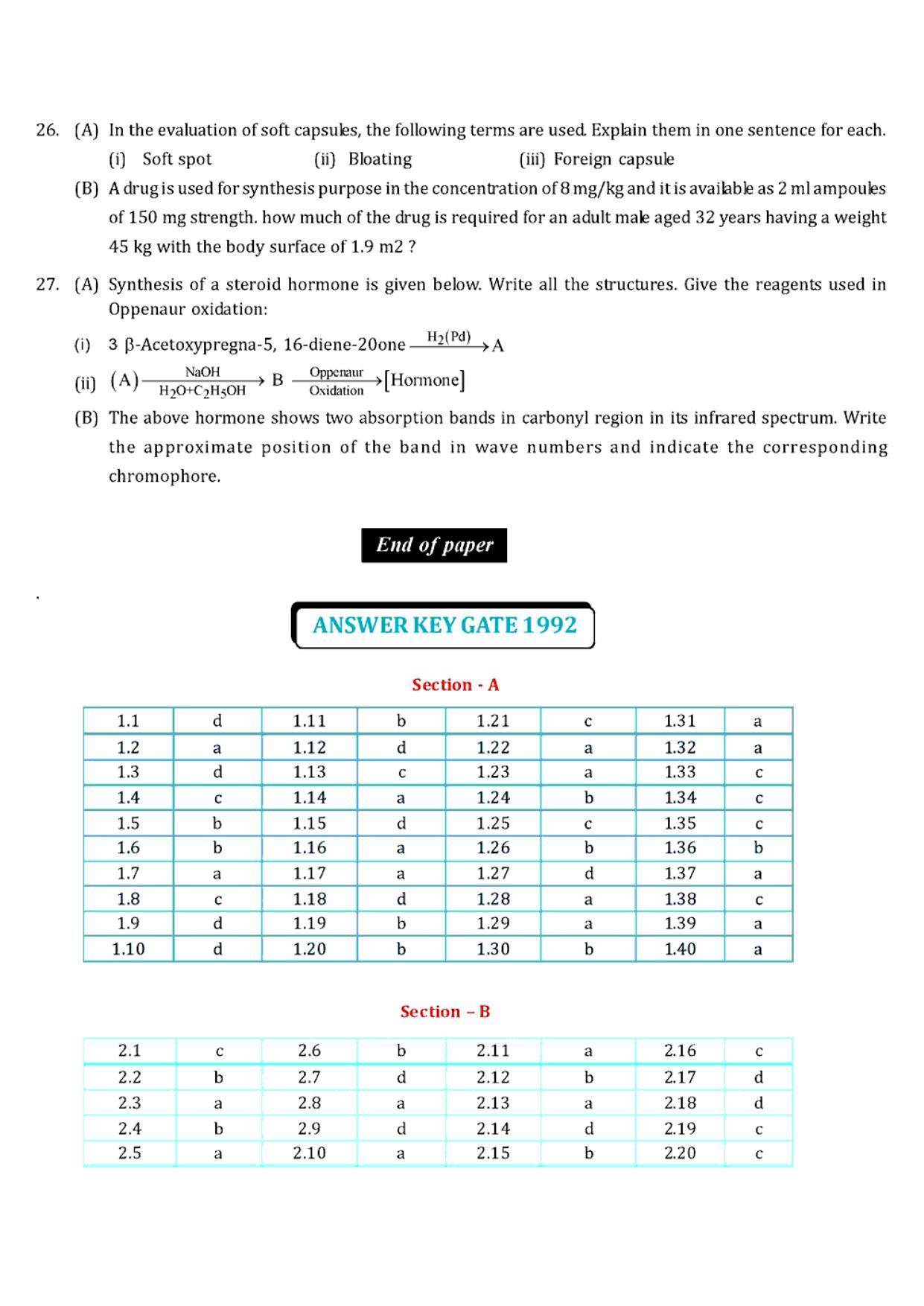 GPAT 1992 Question Paper with Answer Key - Page 14
