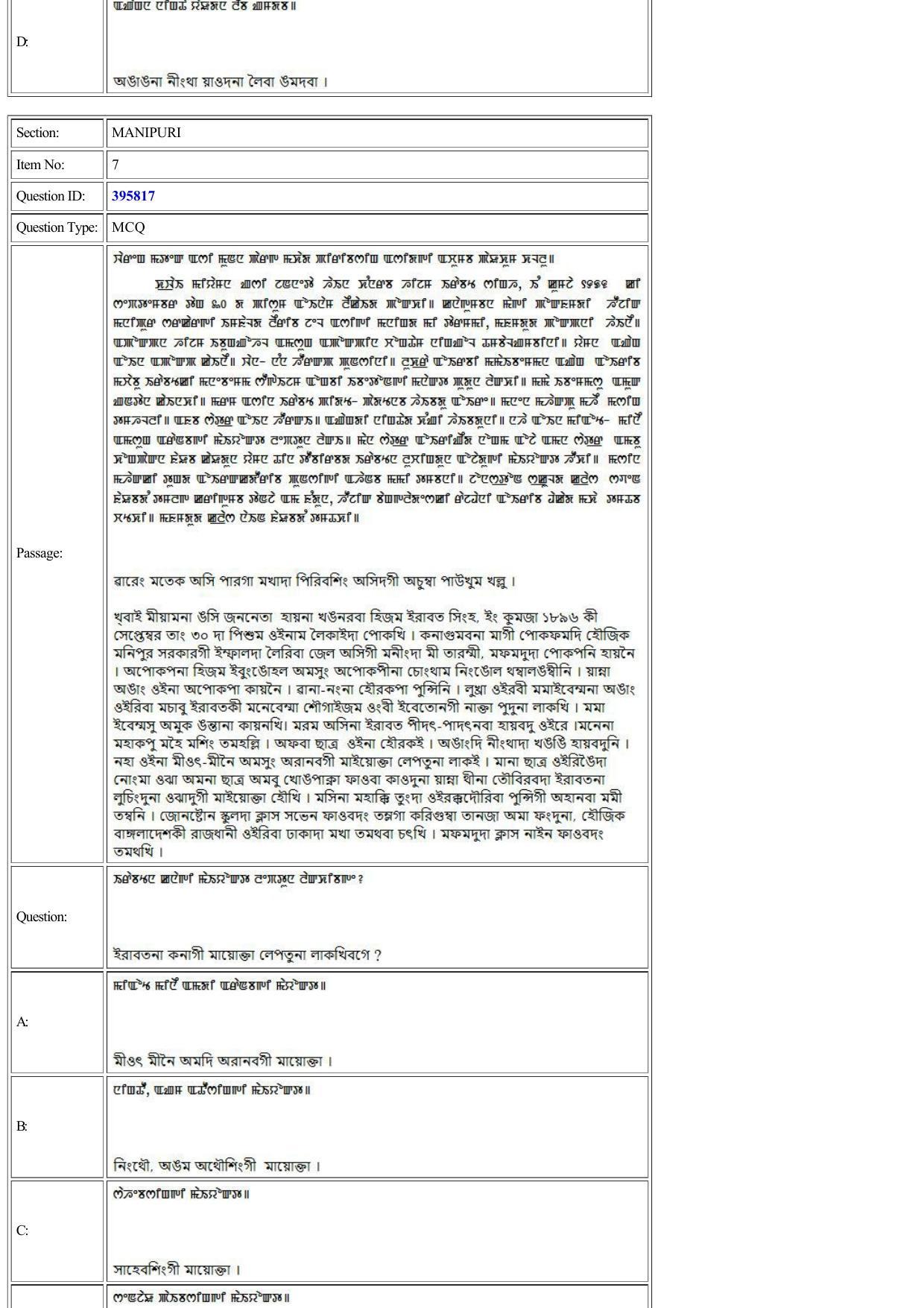 CUET 2022 Question Paper of Manipuri - Page 7