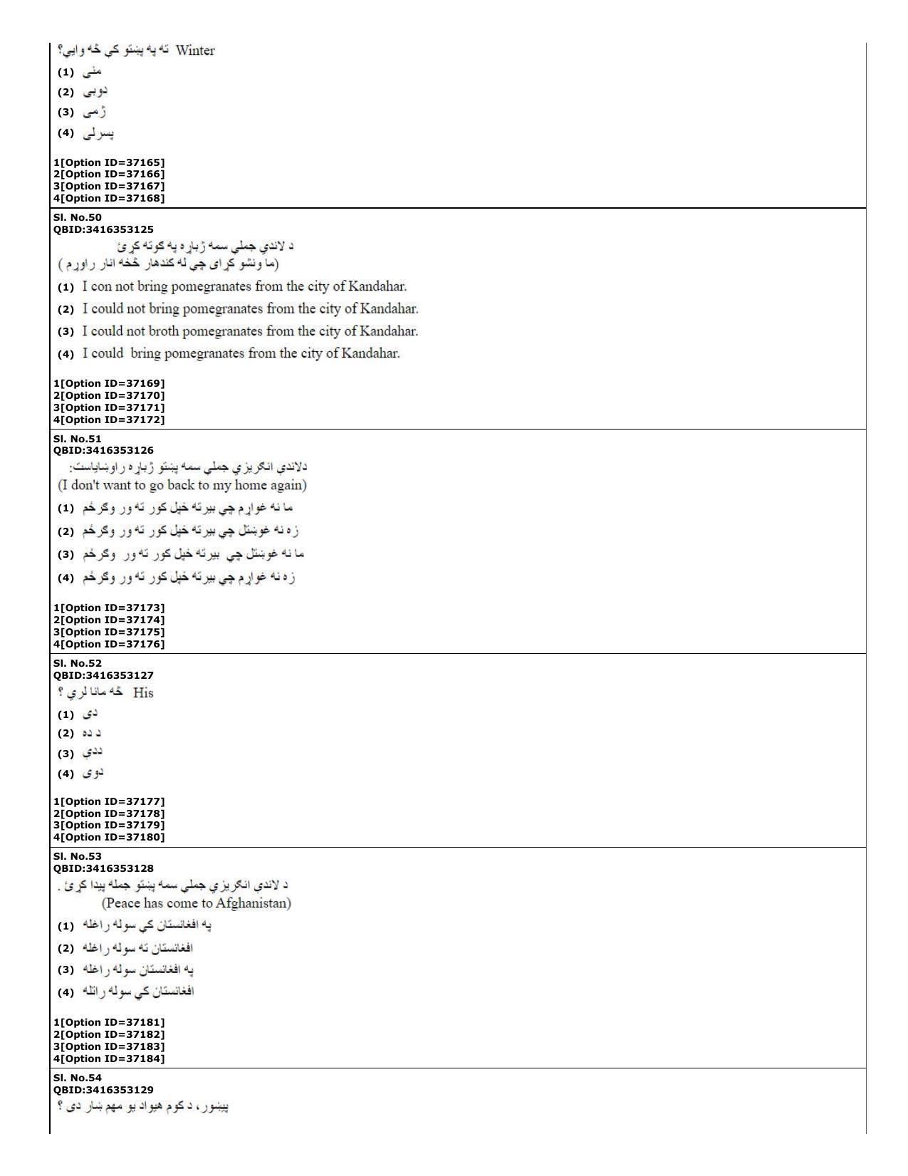 CUET (PG) 2022: PGQP-60 Pashto (10-09-2022) Question Paper - Page 17