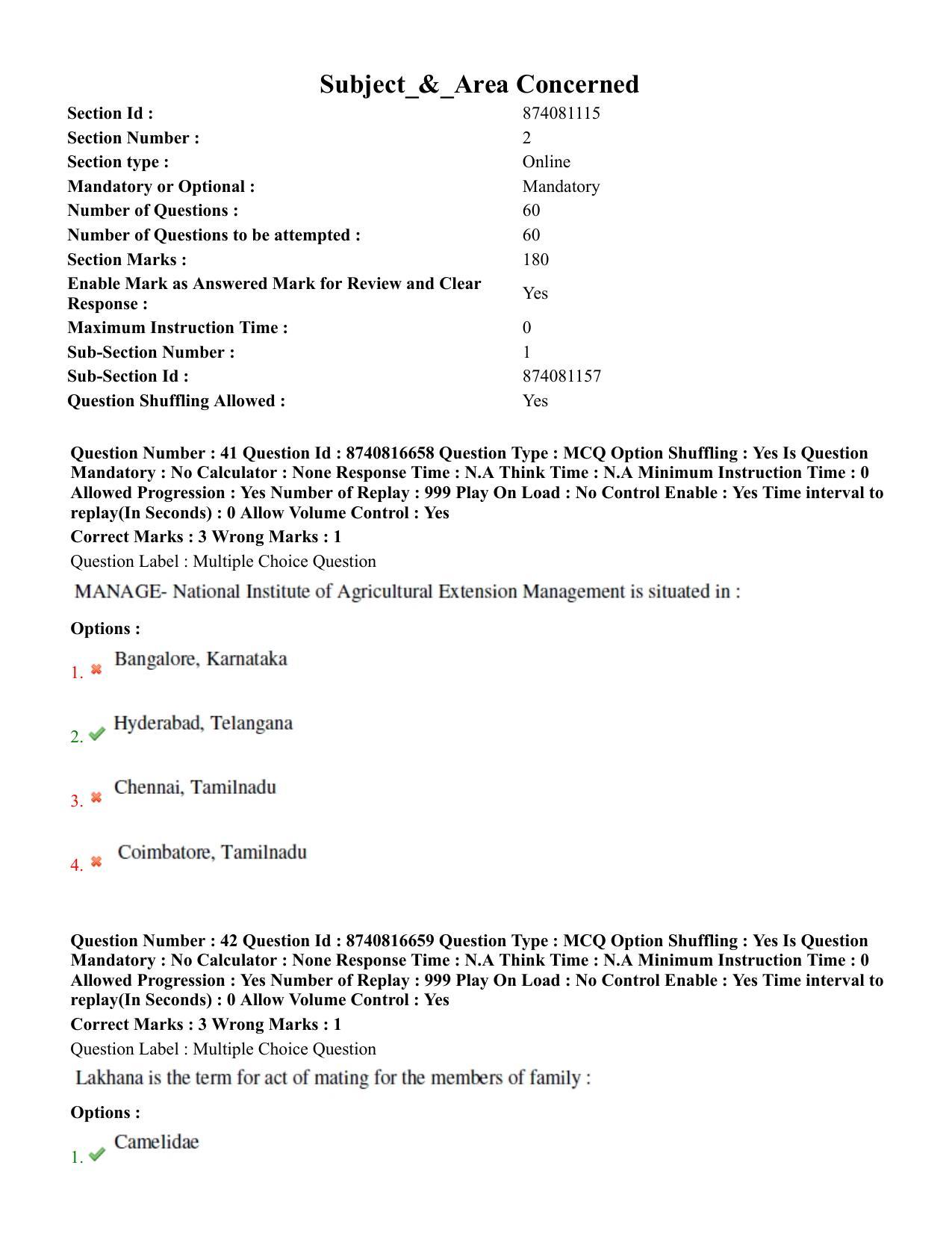 BHU RET Livestock Production Management 2020 Question Paper  - Page 28