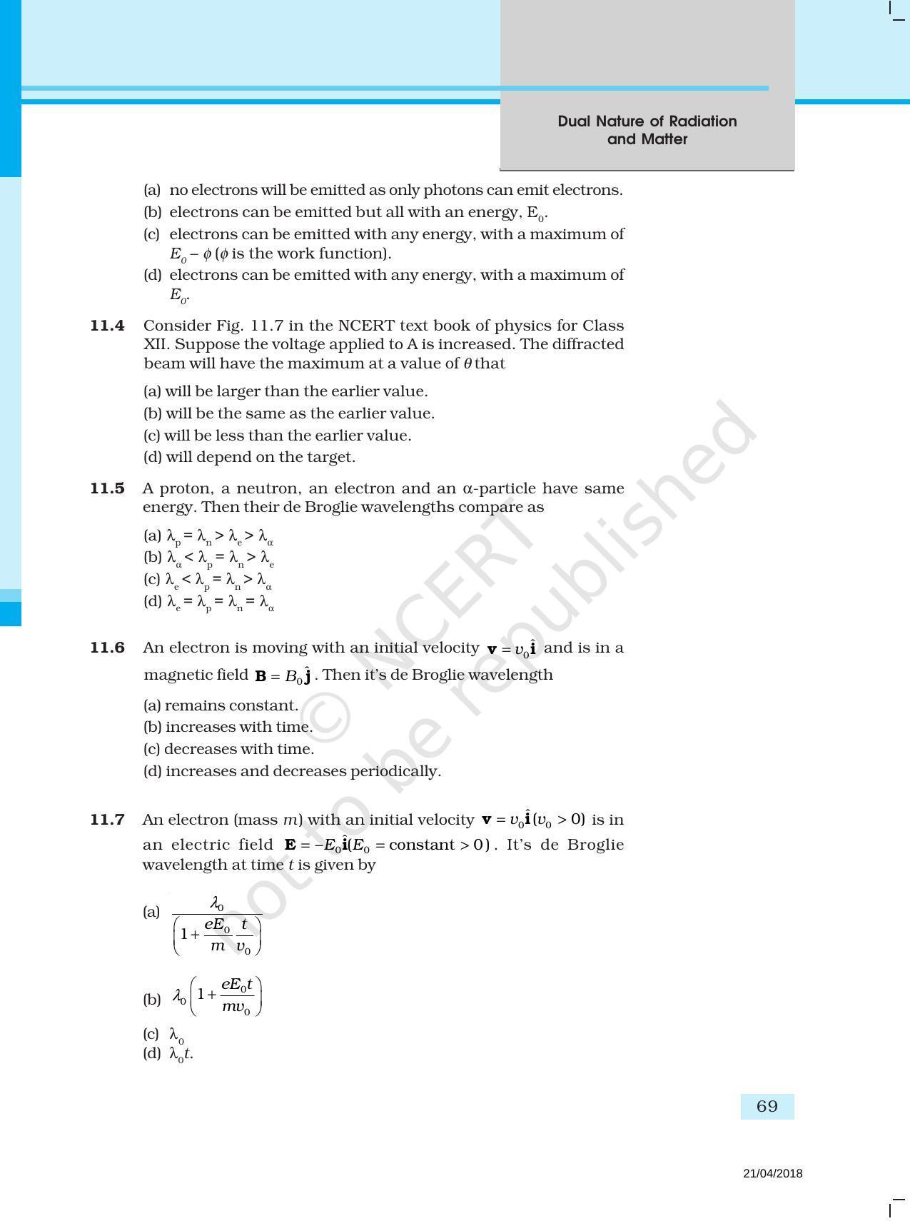 NCERT Exemplar Book for Class 12 Physics: Chapter 11 Dual Nature of Radiation and Matter - Page 2