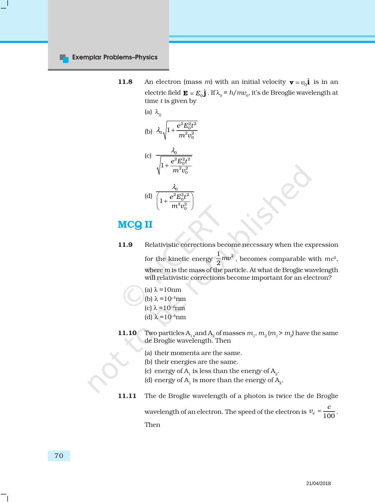 NCERT Exemplar Book for Class 12 Physics: Chapter 11 Dual Nature of Radiation and Matter - Page 3