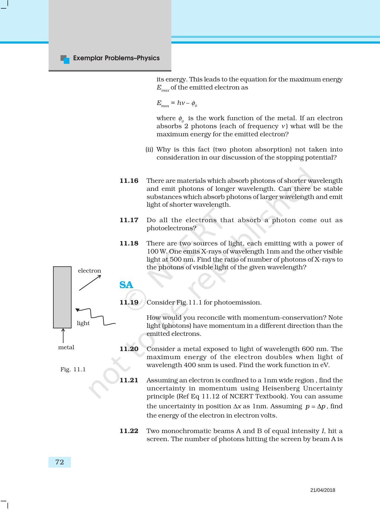 NCERT Exemplar Book for Class 12 Physics: Chapter 11 Dual Nature of Radiation and Matter - Page 5